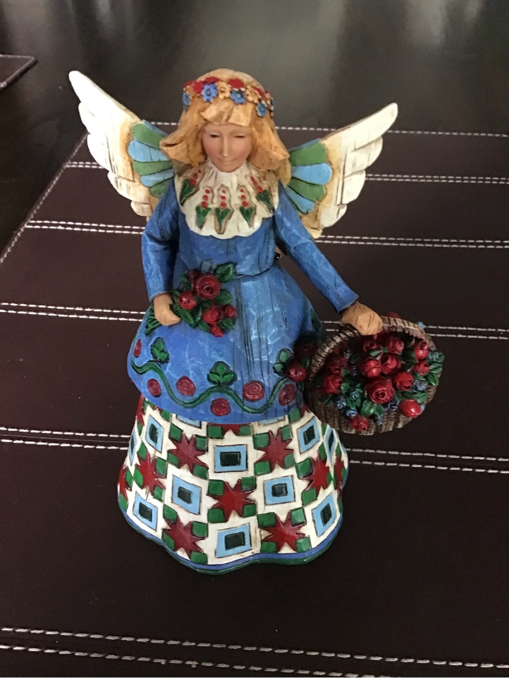Jim Shore Blue Angel with Red Rose Basket